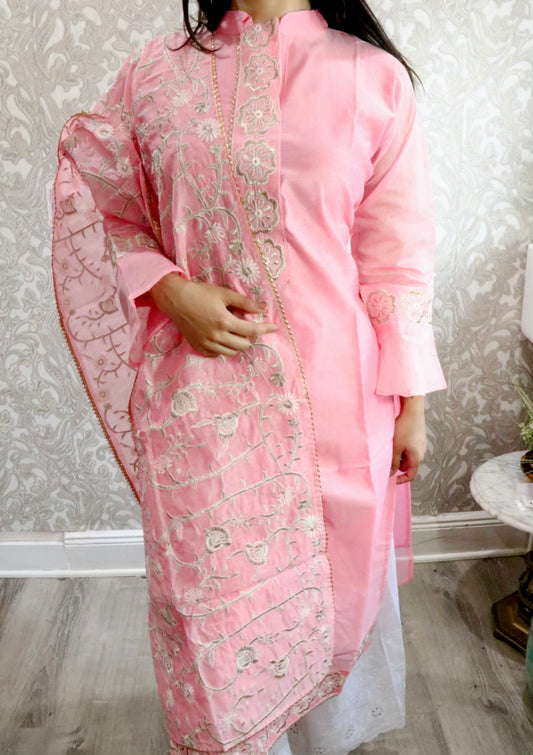 Pink high colar kurti set - Selina Habibti Attire