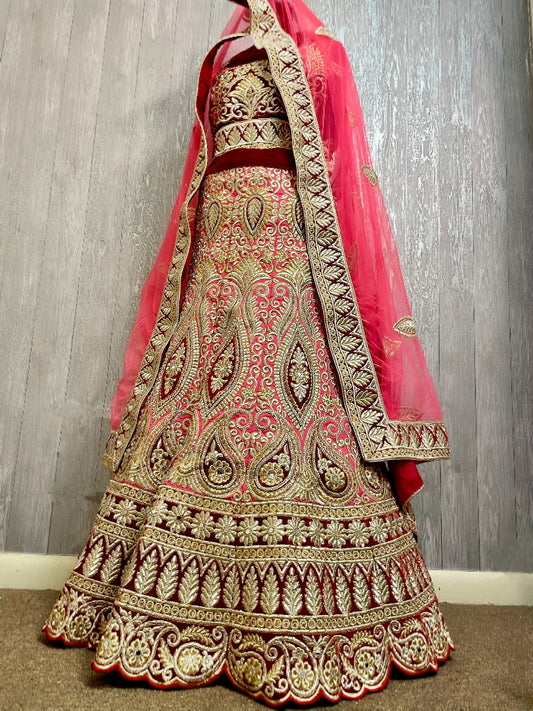 Silk velvet bridal lehenga - Selina Habibti Attire