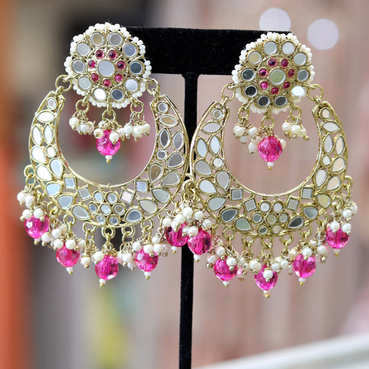Big round mirrored earrings [color options]