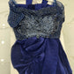 Navy blue ready silk saree