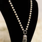 Heavy pearl long necklace with silver plating