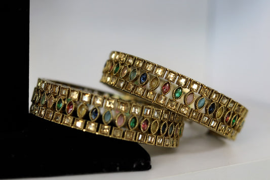 Gold plated party multi color bangles