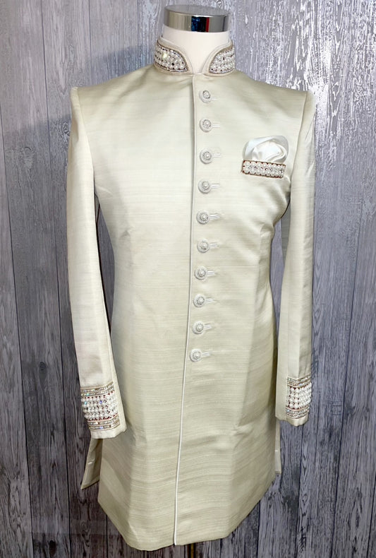 Full white groom sherwani - Selina Habibti Attire