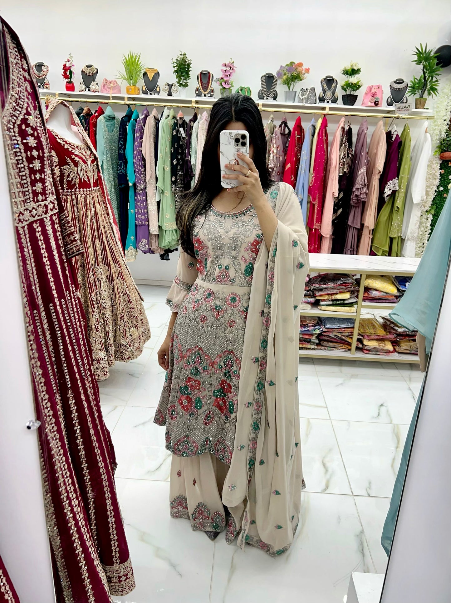 Cream colored gharara suit