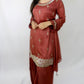 Rust silk with hand bead work suit