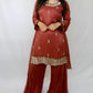 Rust silk with hand bead work suit