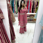 Pink stone work gharara suit