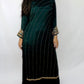 Deep green stone work long kameez suit