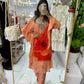Orange hand boutiques kaftan set