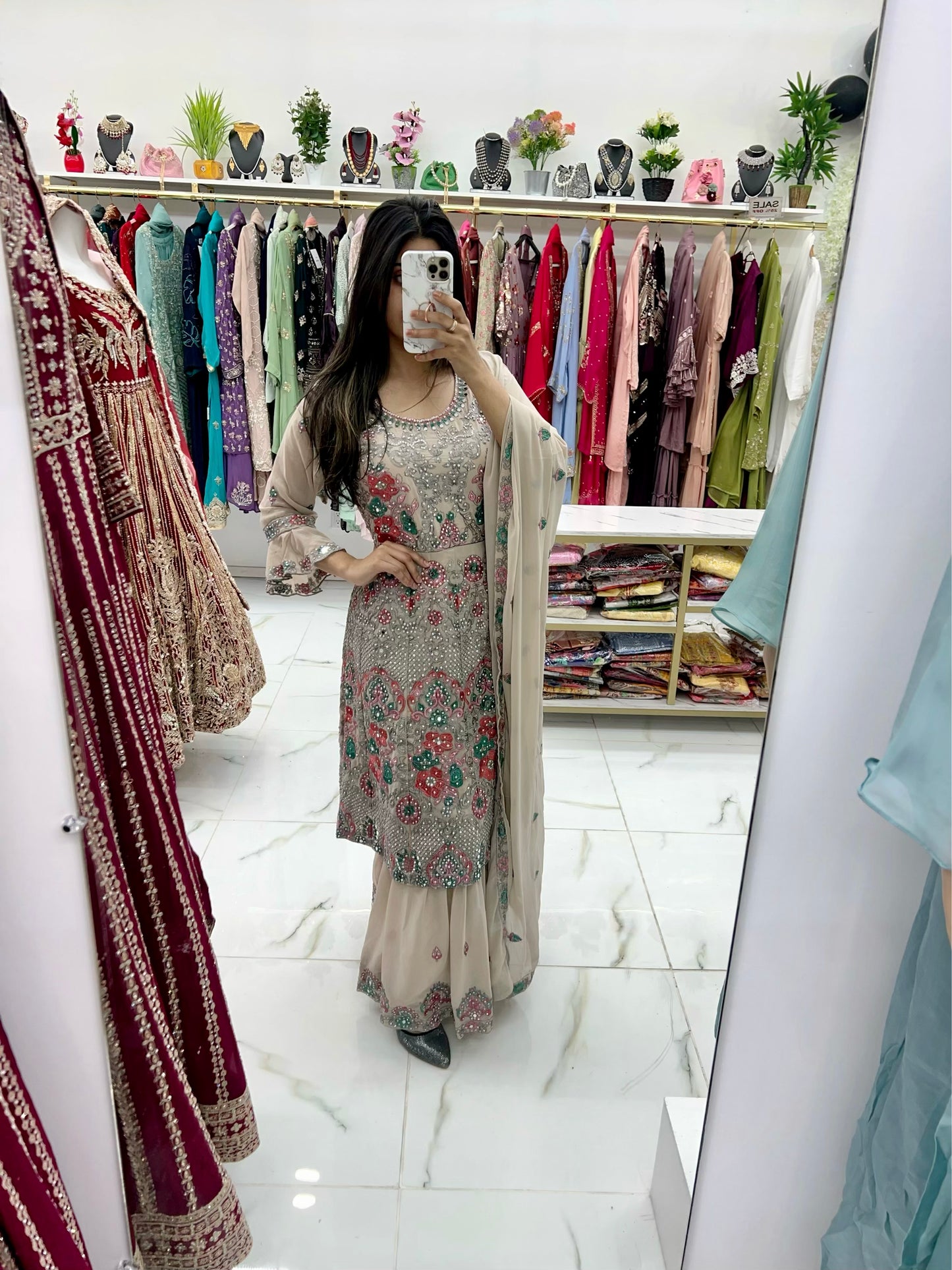 Cream colored gharara suit