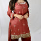 Rust silk with hand bead work suit