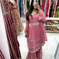 Pink stone work gharara suit