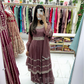 Mocha color stone work gharara suit