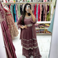 Mocha color stone work gharara suit